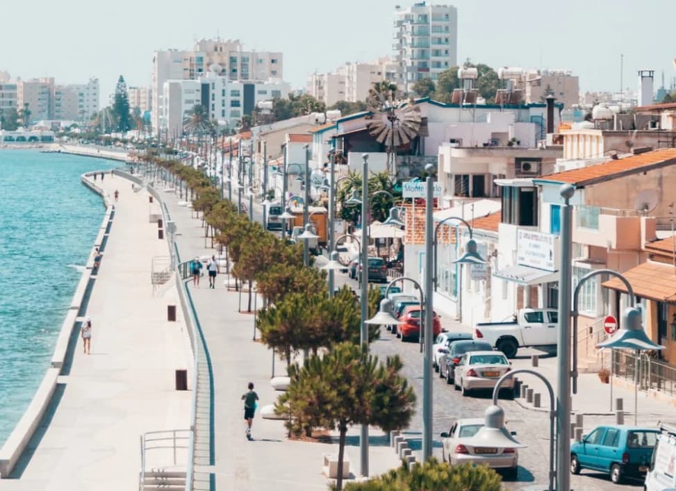The Finikoudes promenade and seafront in Larnaca