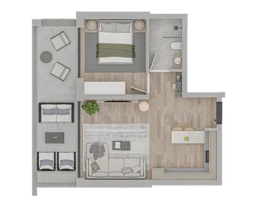 Apartment type 1 Bedroom, Block B, 4th Floor, Luna Residences