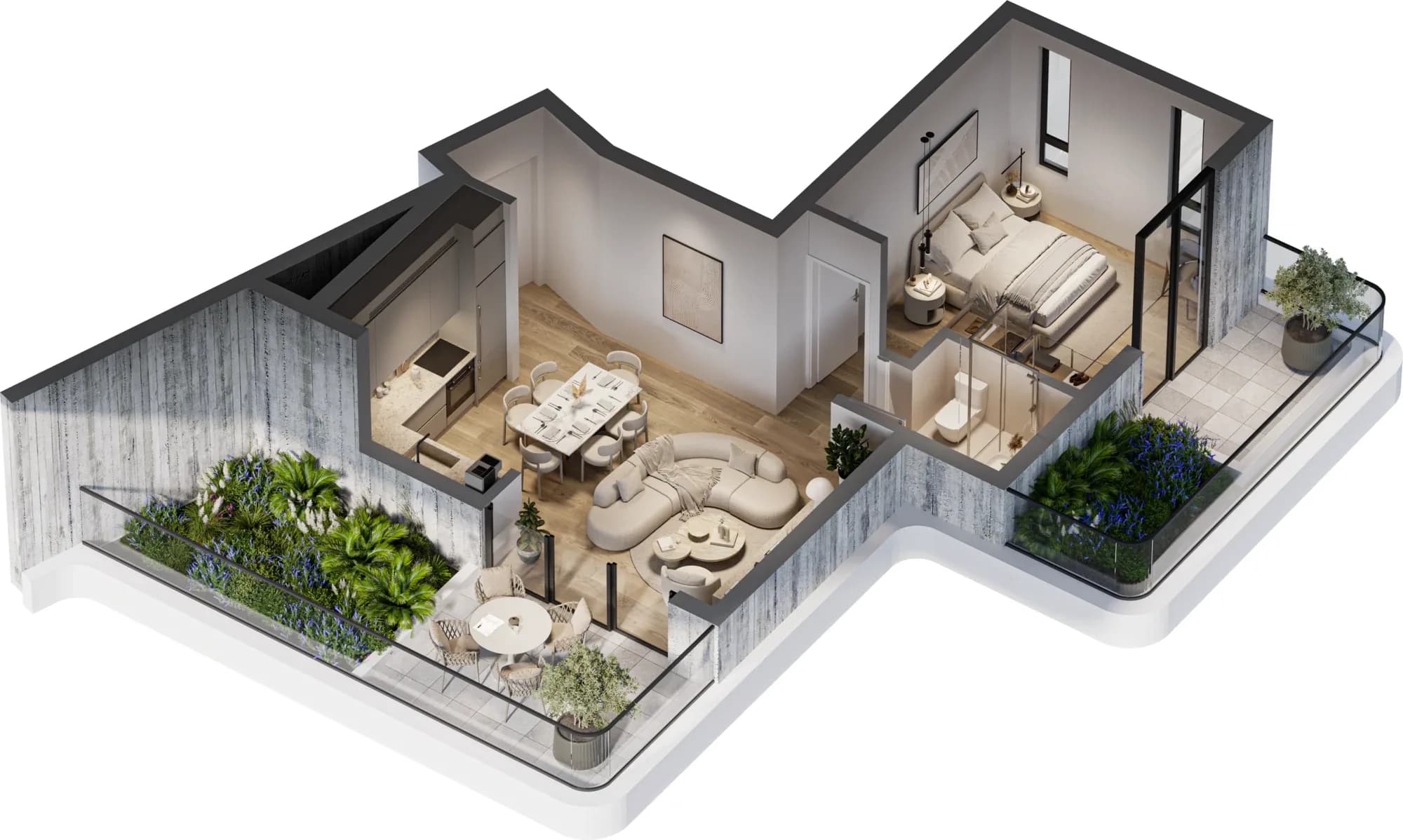 Apartment type A, Flat 101, 201, Park Oro